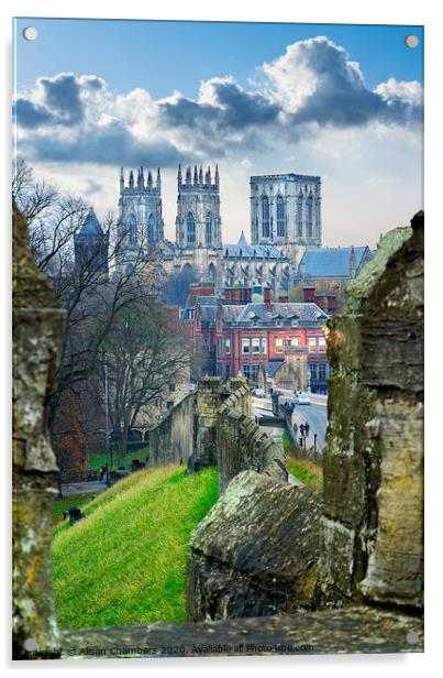 York Minster and City Wall Acrylic by Alison Chambers