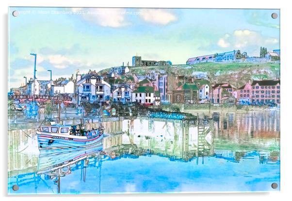 Whitby Harbour Watercolour Acrylic by Alison Chambers