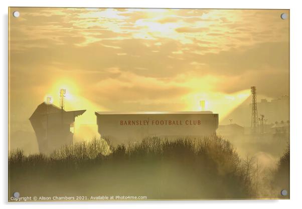 Oakwell Stadium Barnsley FC Acrylic by Alison Chambers