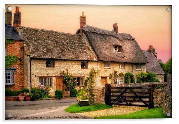 Ilmington Cottages Acrylic by Alison Chambers