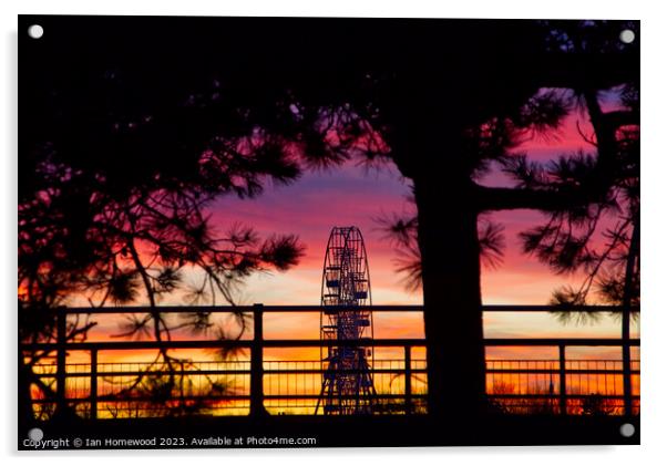 Trees and Wheel in Purple Sunset Acrylic by Ian Homewood