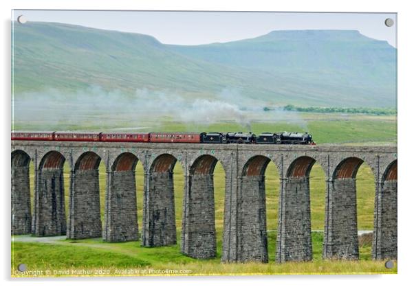 Steam at Ribblehead Viaduct Acrylic by David Mather