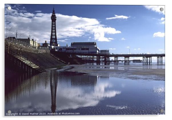 Tide's out at Blackpool Acrylic by David Mather