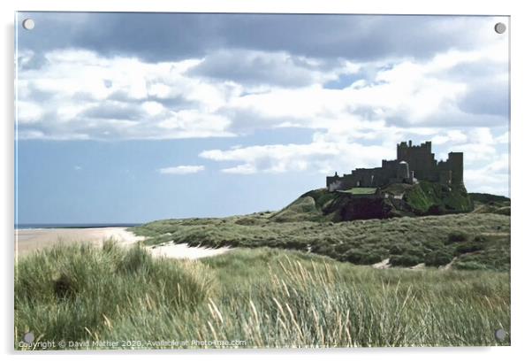 Bamburgh Castle and shoreline Acrylic by David Mather
