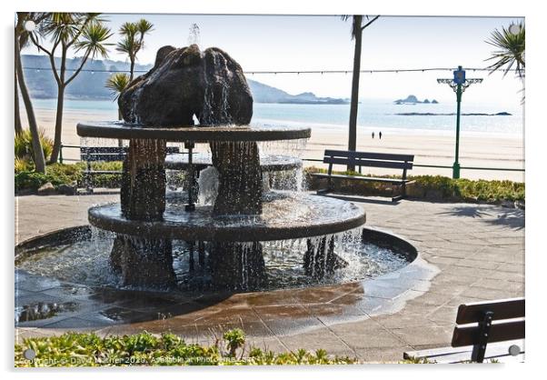 Fountain at St. Brelade's Bay, Jersey, Channel Islamds Acrylic by David Mather