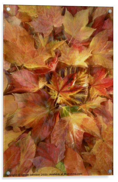 Autumn leaf Collage Acrylic by Simon Johnson