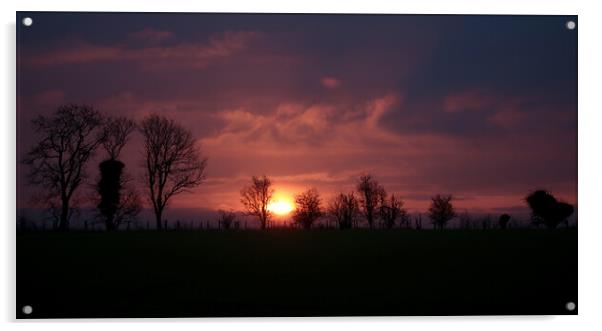 Sunrise Cotswolds Gloucestershire Acrylic by Simon Johnson