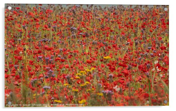 Poppies and meadow flowers Acrylic by Simon Johnson