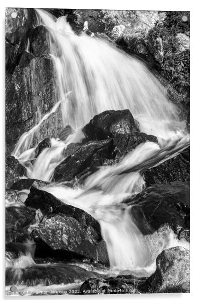 Waterfall Monochrome Acrylic by Simon Johnson
