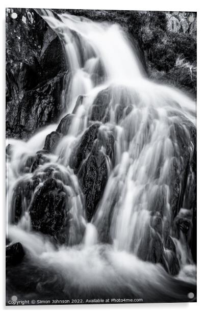 waterfall Monochrome Acrylic by Simon Johnson