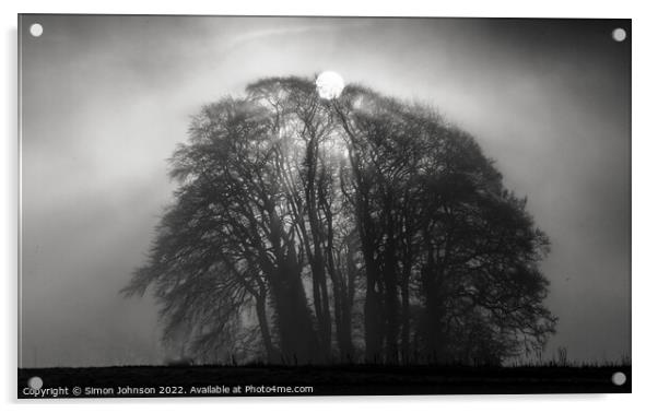  Misty sunrise Broadway Woods Cotswolds Gloucester Acrylic by Simon Johnson