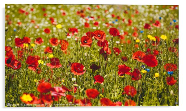 poppy  field Acrylic by Simon Johnson
