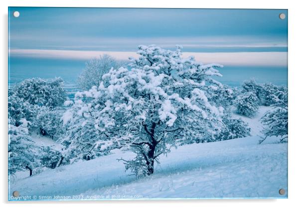 A snow covered landscape Acrylic by Simon Johnson