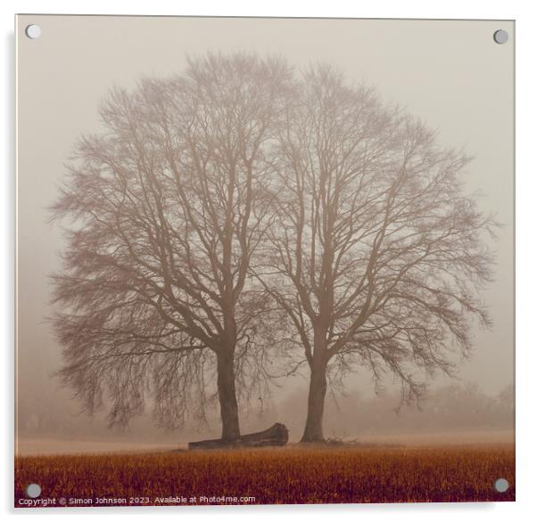 Two trees  Acrylic by Simon Johnson