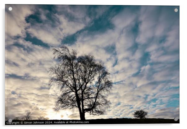 Two tree silhouettes  Acrylic by Simon Johnson