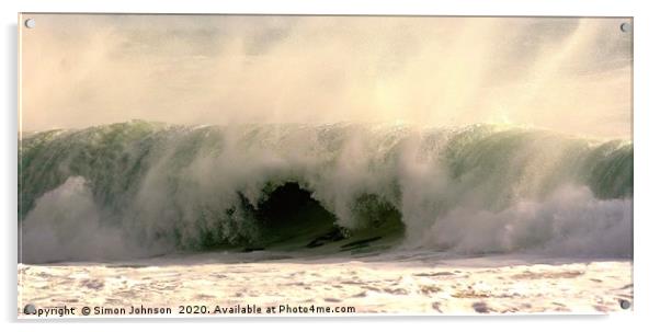 Sunlit wind blown wave Acrylic by Simon Johnson