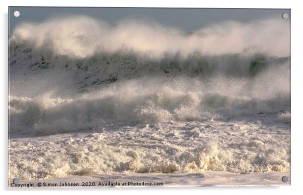  Cornish Storm waves  Acrylic by Simon Johnson