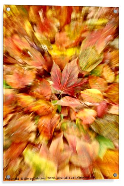 Autumn leaf Collage  Acrylic by Simon Johnson