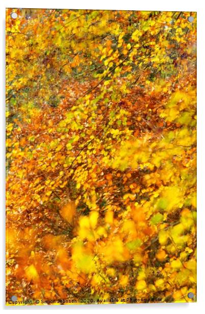 Impressionist image of autumn leaves Acrylic by Simon Johnson