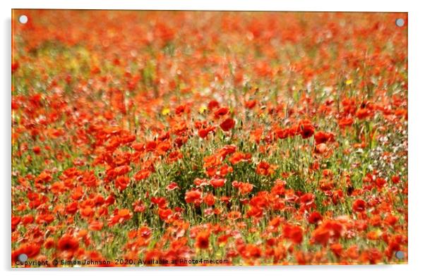 Poppy field Impressionist image Acrylic by Simon Johnson
