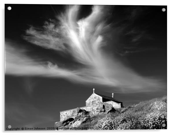 Church and angel shaped cloud Acrylic by Simon Johnson