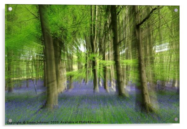  Impressionist image of Bluebell woodland Acrylic by Simon Johnson