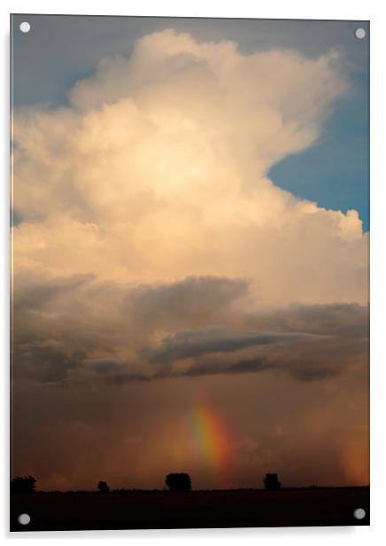 Cumulus storm cloud and rainbow Acrylic by Simon Johnson