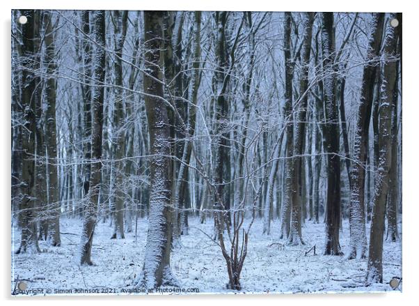 Winter woodland  Acrylic by Simon Johnson