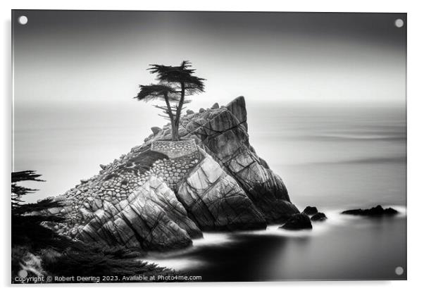 Lonesome Cypress Tree Monterey Acrylic by Robert Deering