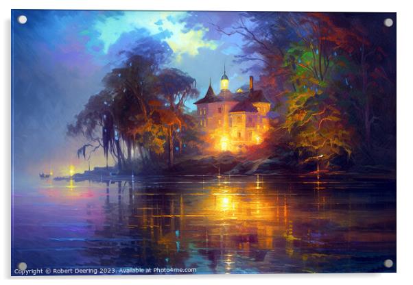 Island Mansion Acrylic by Robert Deering