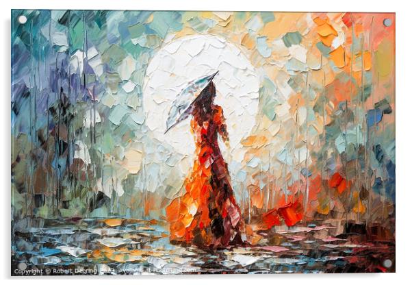 girl with umbrella Acrylic by Robert Deering