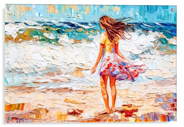 Girl In The Surf Acrylic by Robert Deering