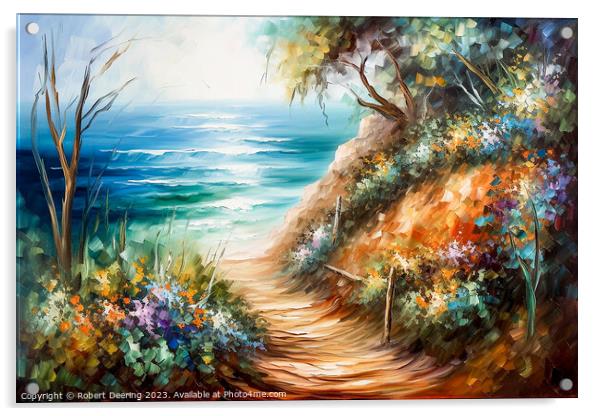 Tropical Path To The Sea Acrylic by Robert Deering