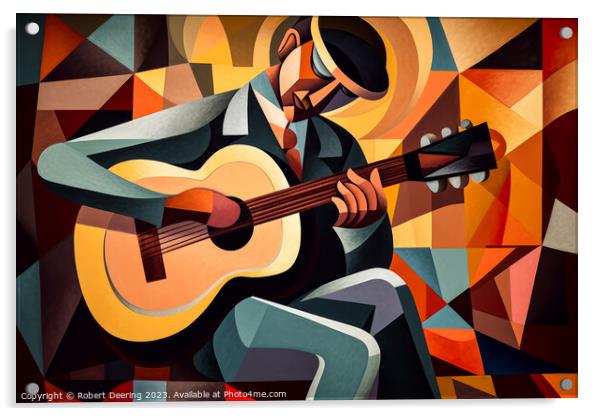 Traditional Guitar Player Acrylic by Robert Deering