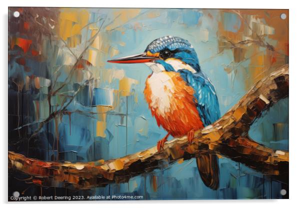 Regal Kingfisher Pose Acrylic by Robert Deering