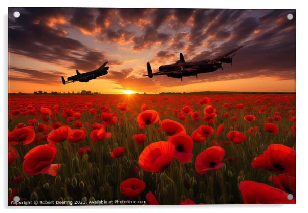Sunset Skies, Lancaster Bombers Roar Acrylic by Robert Deering