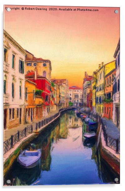 Sleepy canal Venice Acrylic by Robert Deering