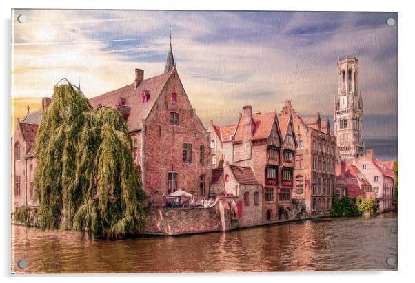 Rozenhoedkaai Quay, Bruges Belgium Acrylic by Robert Deering