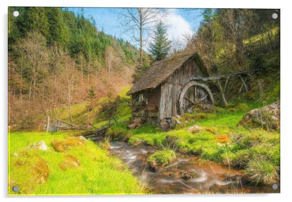 Old Mill by the Stream Acrylic by Robert Deering