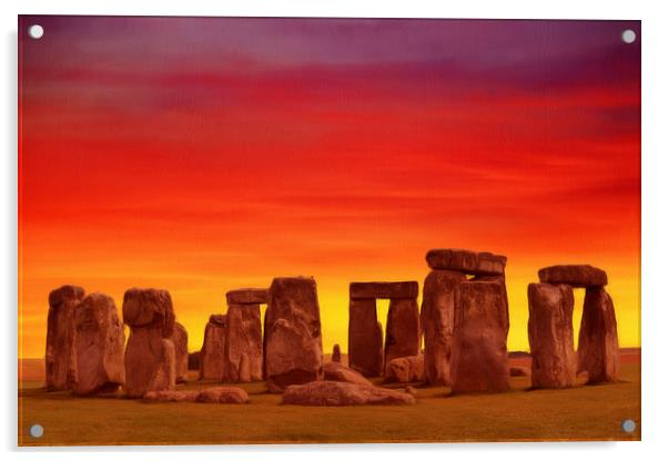 Stonehenge Sunrise Wiltshire England Acrylic by Robert Deering