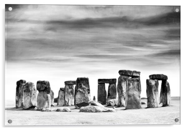 Stonehenge Monochrome Acrylic by Robert Deering