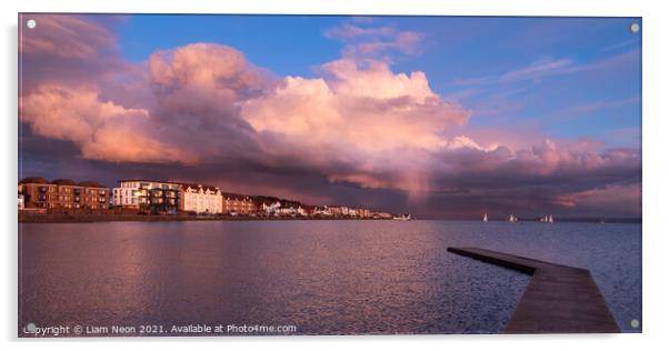 West Kirby Sunset Sailboats Acrylic by Liam Neon