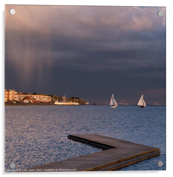 Sailing Under Dark Skies Acrylic by Liam Neon