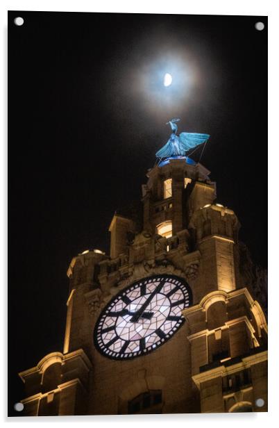 Moonshine Liverpool Liverbirds Acrylic by Liam Neon