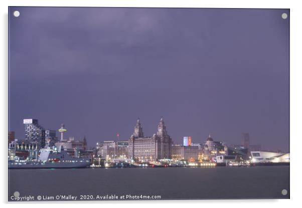 Liverpool Waterfront Lightning Illuminations Acrylic by Liam Neon