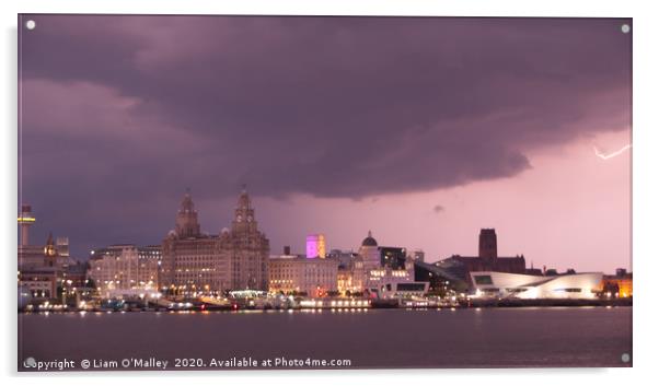 Spark of Lightning over the Liverpool Waterfront Acrylic by Liam Neon