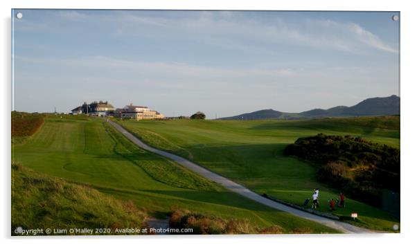 18th Hole at Nefyn Golf Course, Llyn Peninsula Acrylic by Liam Neon