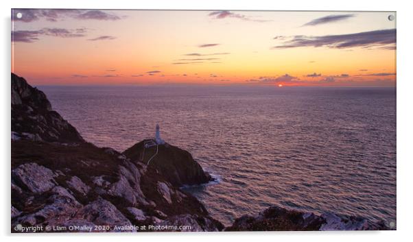 Sun Sets at South Stack Anglesey Acrylic by Liam Neon