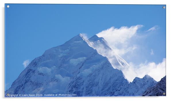 Wind Whips Mount Cook Acrylic by Liam Neon