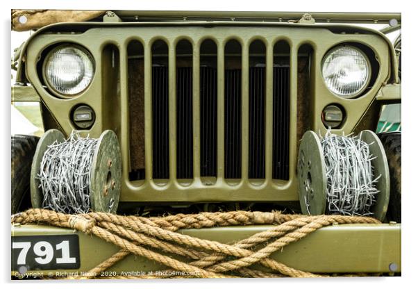 Willys Jeep Barbed Wire Acrylic by Richard Nixon